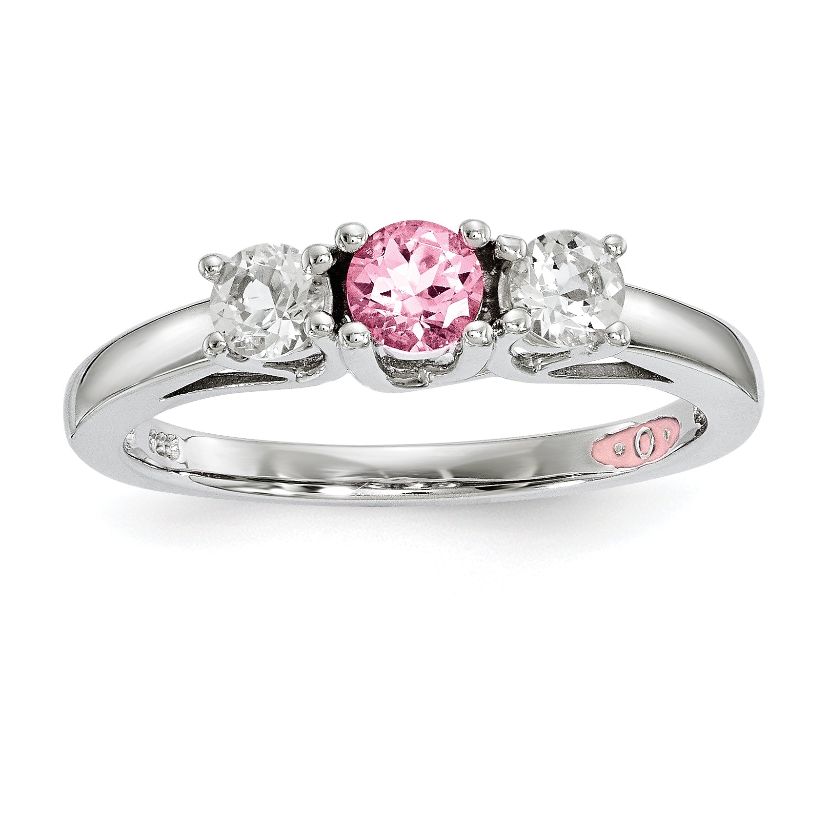 10K White Gold Survivor Collection Clear/Pink Crystal Topaz Pamela Ring Main image