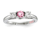 10K White Gold Survivor Collection Clear/Pink Crystal Topaz Pamela Ring