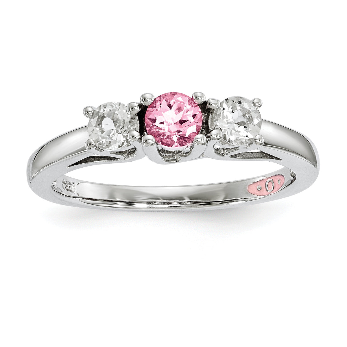 10K White Gold Survivor Collection Clear/Pink Swarovski Topaz Pamela Ring - 7