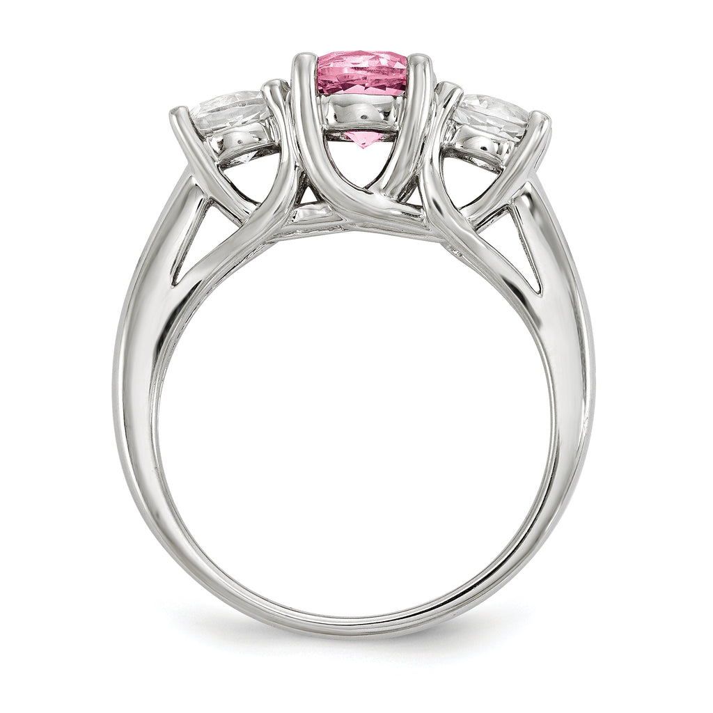 10K White Gold Survivor Collection Clear/Pink Crystal Topaz Pamela Ring