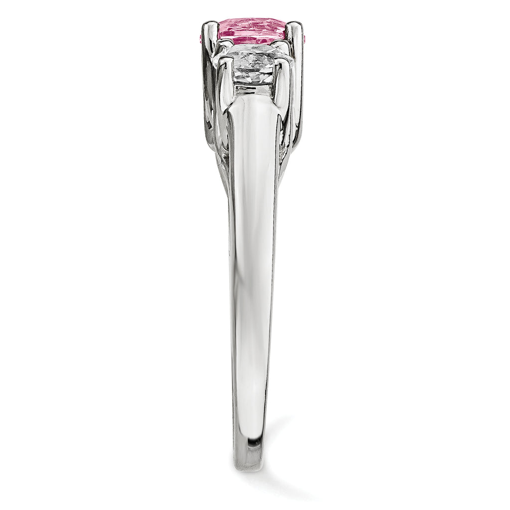 10K White Gold Survivor Collection Clear/Pink Crystal Topaz Pamela Ring