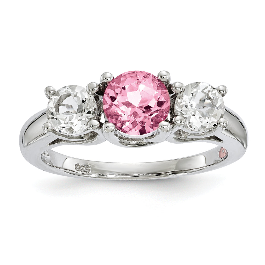 10K White Gold Survivor Collection Clear/Pink Crystal Topaz Pamela Ring