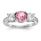 10K White Gold Survivor Collection Clear/Pink Crystal Topaz Pamela Ring