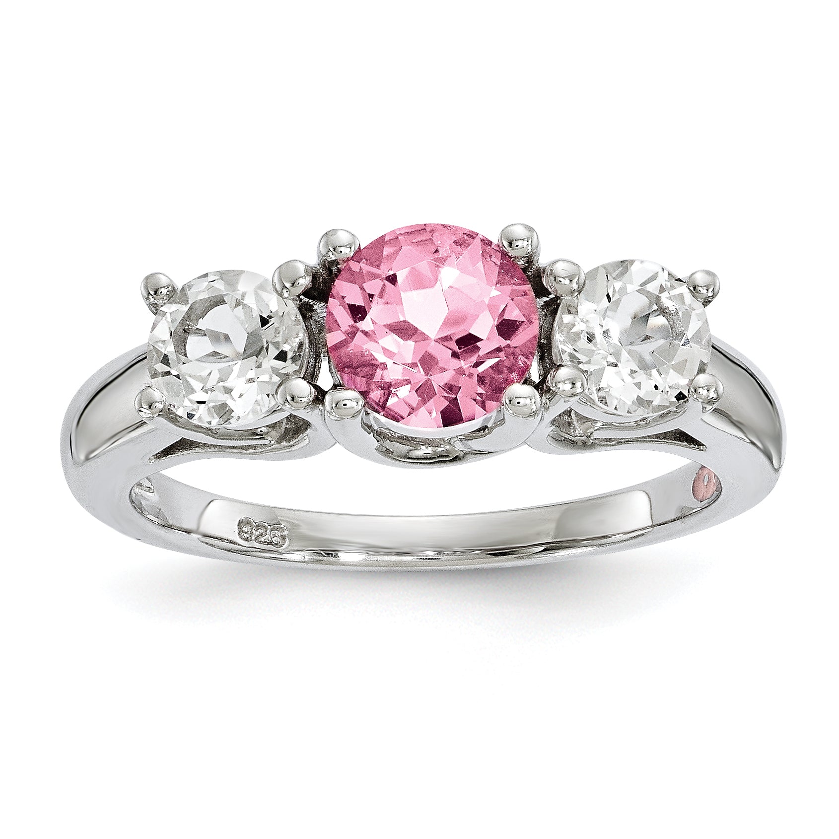 10K White Gold Survivor Collection Clear/Pink Crystal Topaz Pamela Ring
