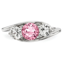 10K White Gold Survivor Collection Clear/Pink Swarovski Topaz Sue Ring