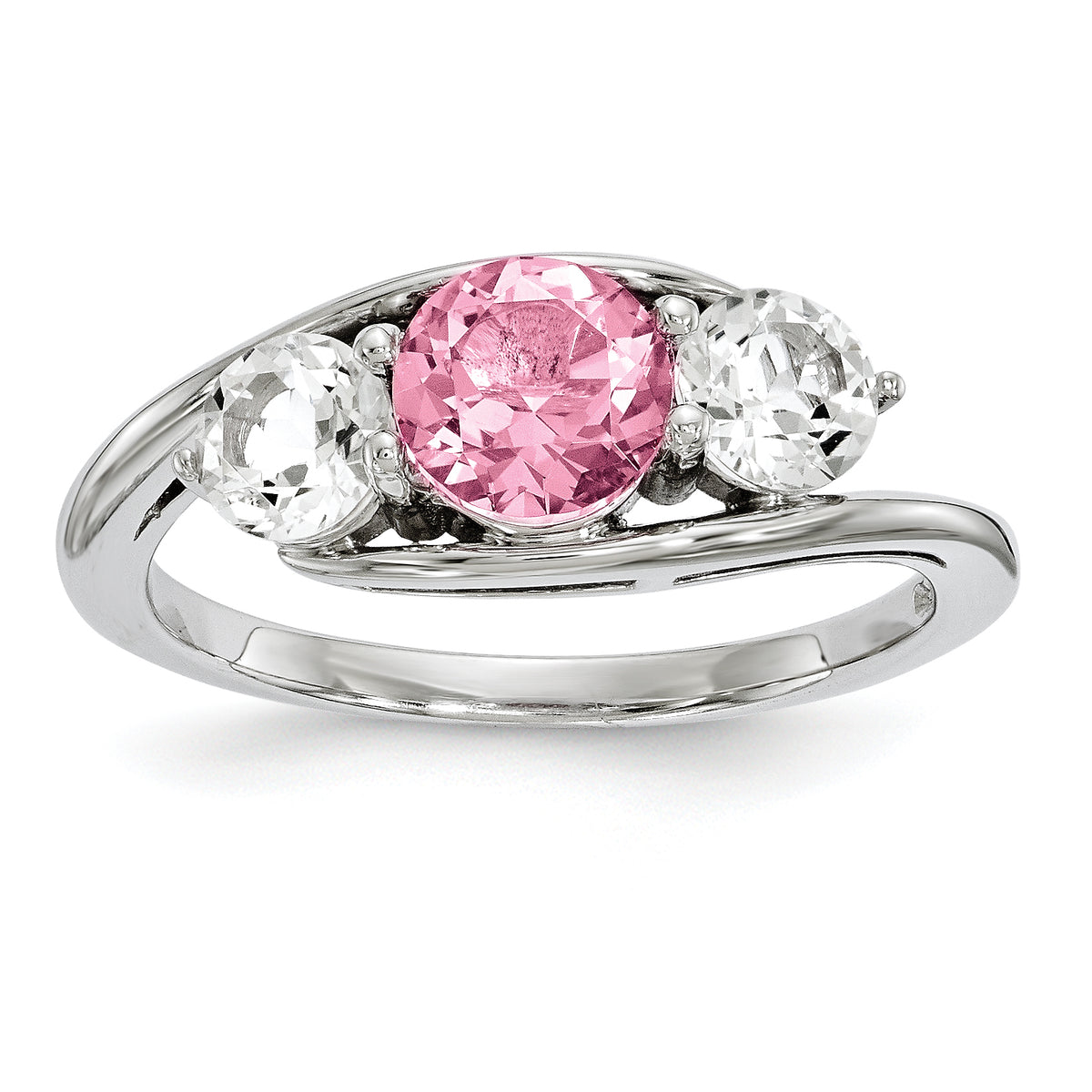 10K White Gold Survivor Collection Clear/Pink Swarovski Topaz Sue Ring