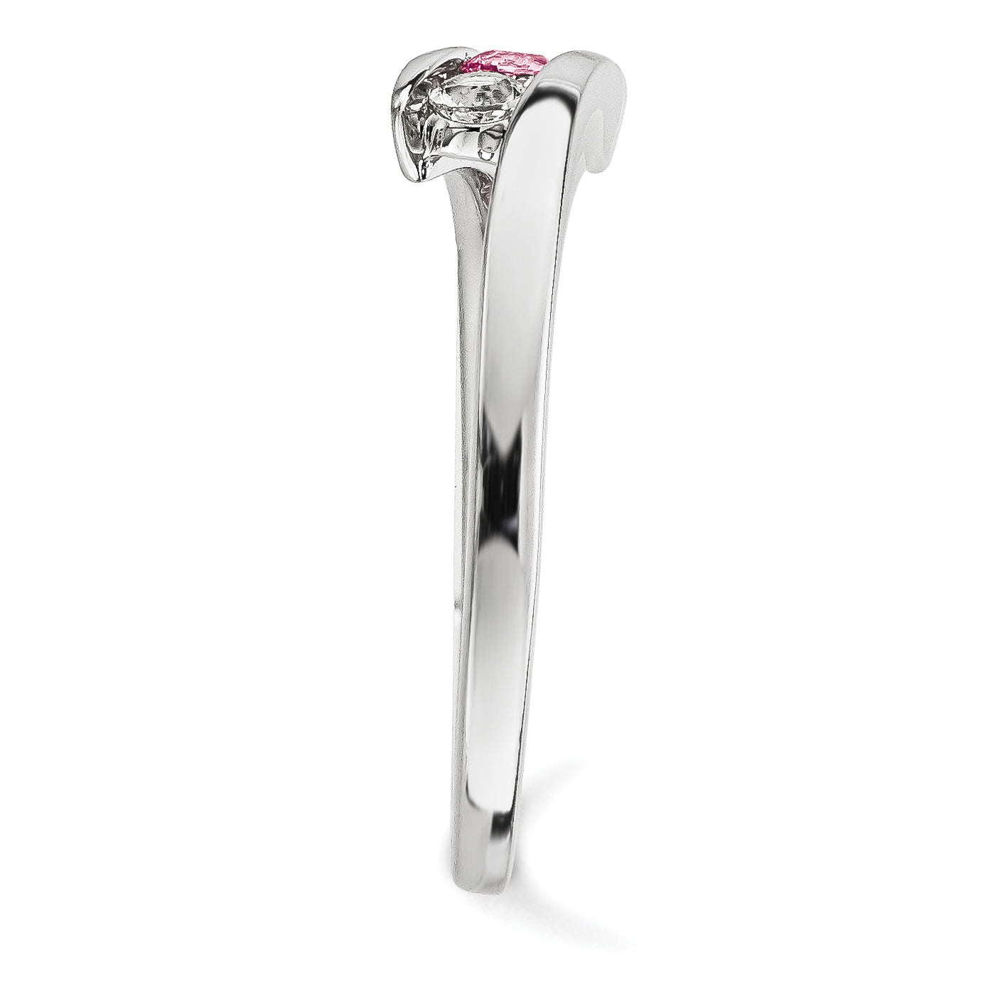 10K Yellow Gold Survivor Clear & Pink Swarovski Topaz Circle of Strength Ring