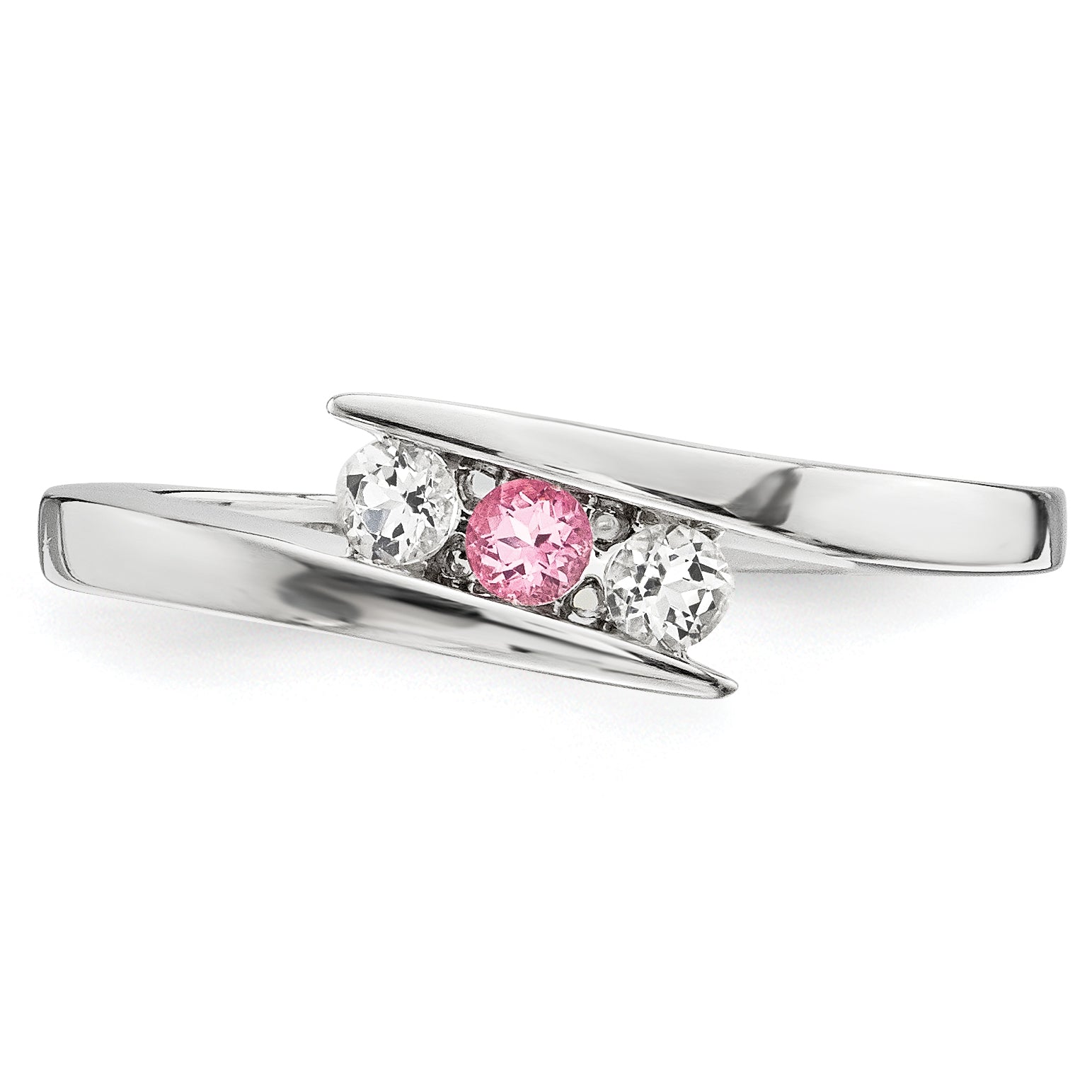 10K Yellow Gold Survivor Clear & Pink Swarovski Topaz Circle of Strength Ring
