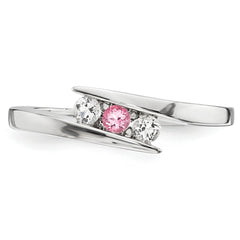 10K Yellow Gold Survivor Clear & Pink Swarovski Topaz Circle of Strength Ring