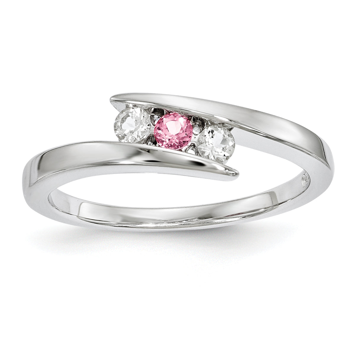 10K Yellow Gold Survivor Clear & Pink Swarovski Topaz Circle of Strength Ring