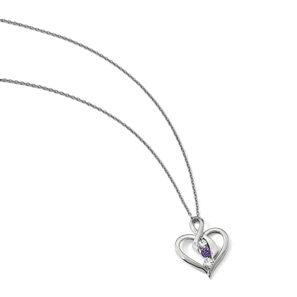 10k White Gold Survivor Clear/Purple Swarovski Topaz Heather Necklace