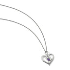 10k White Gold Survivor Clear/Purple Swarovski Topaz Heather Necklace