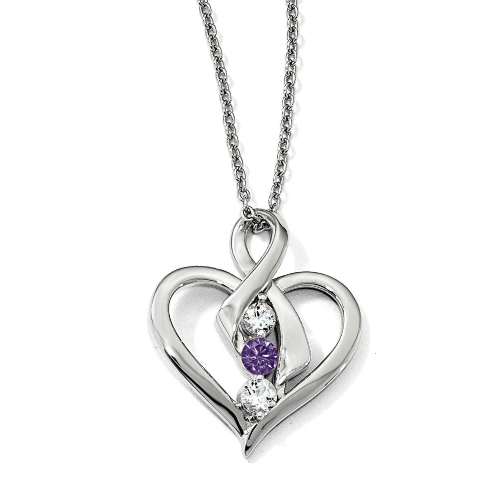 10K White Gold Necklace with Clear and Purple Swarovski Topaz