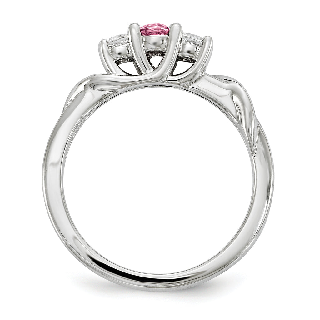 10K White Gold Survivor Collection Clear/Pink Crystal Topaz Joanna Ring