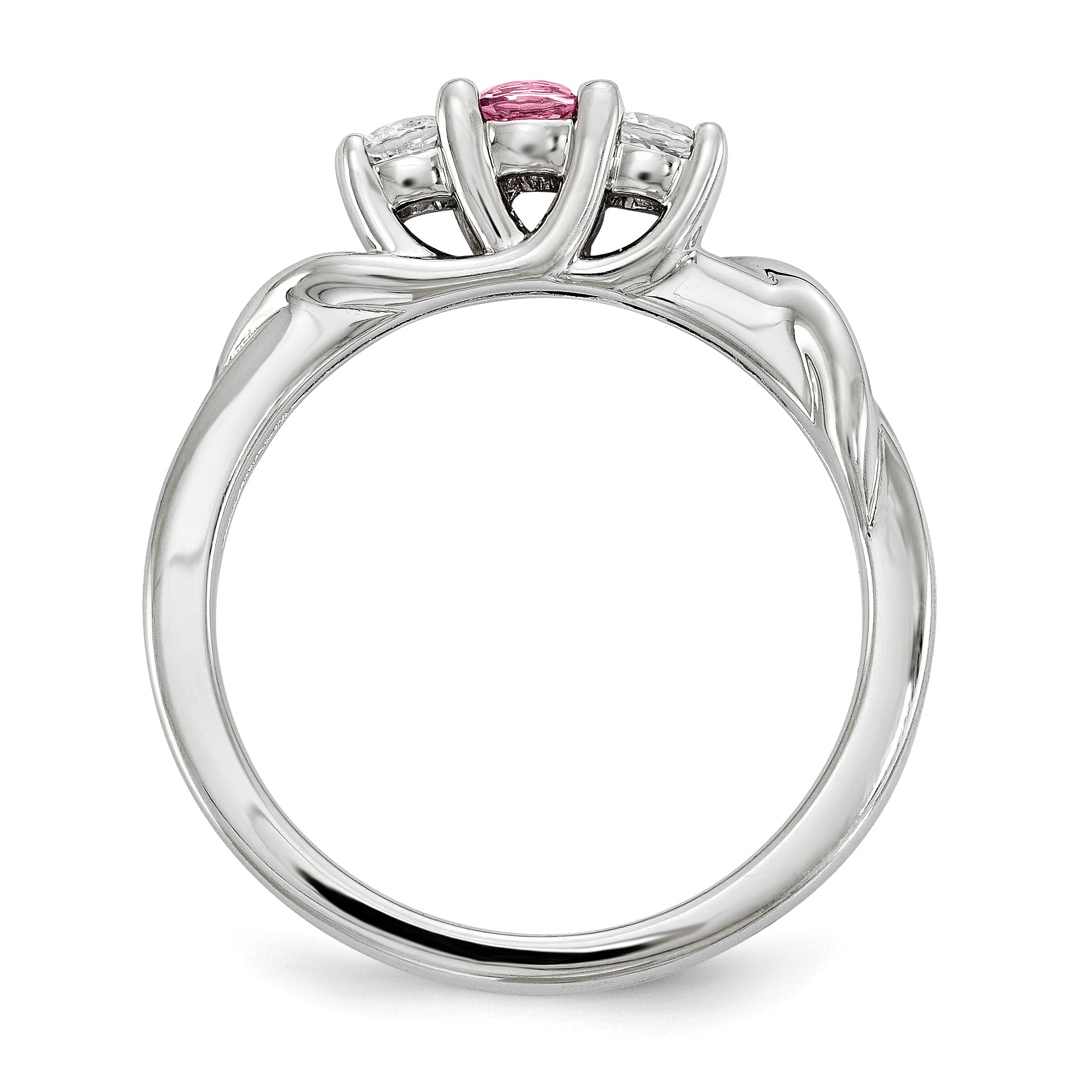 10K White Gold Survivor Collection Clear/Pink Crystal Topaz Joanna Ring