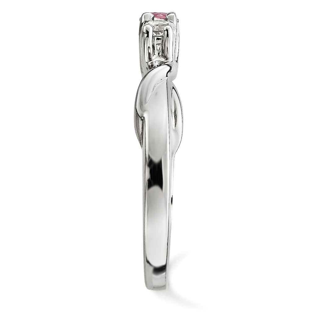 10K White Gold Survivor Collection Clear/Pink Crystal Topaz Joanna Ring
