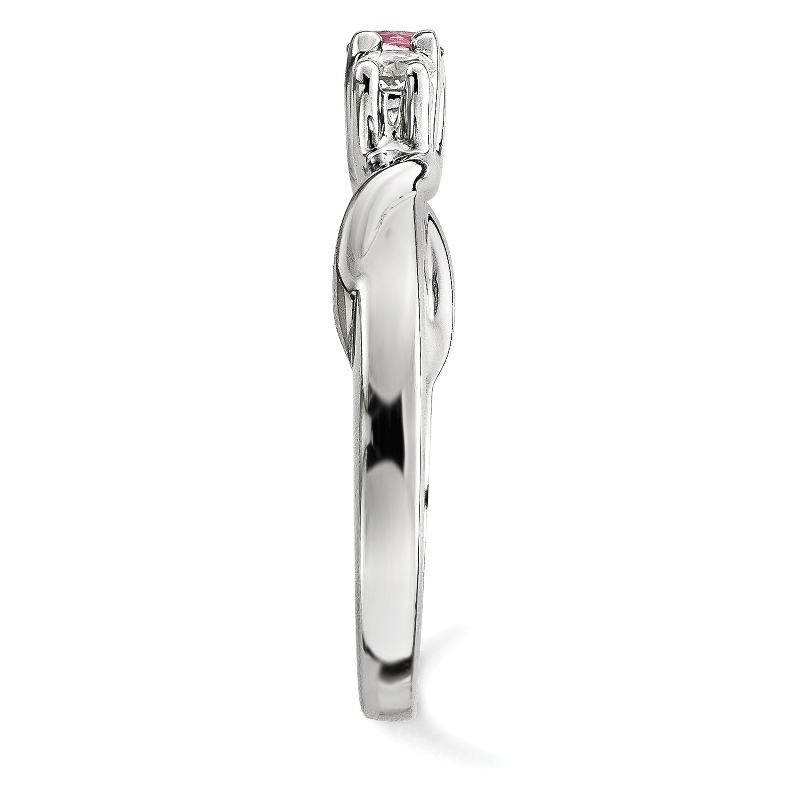 10K White Gold Survivor Collection Clear/Pink Crystal Topaz Joanna Ring