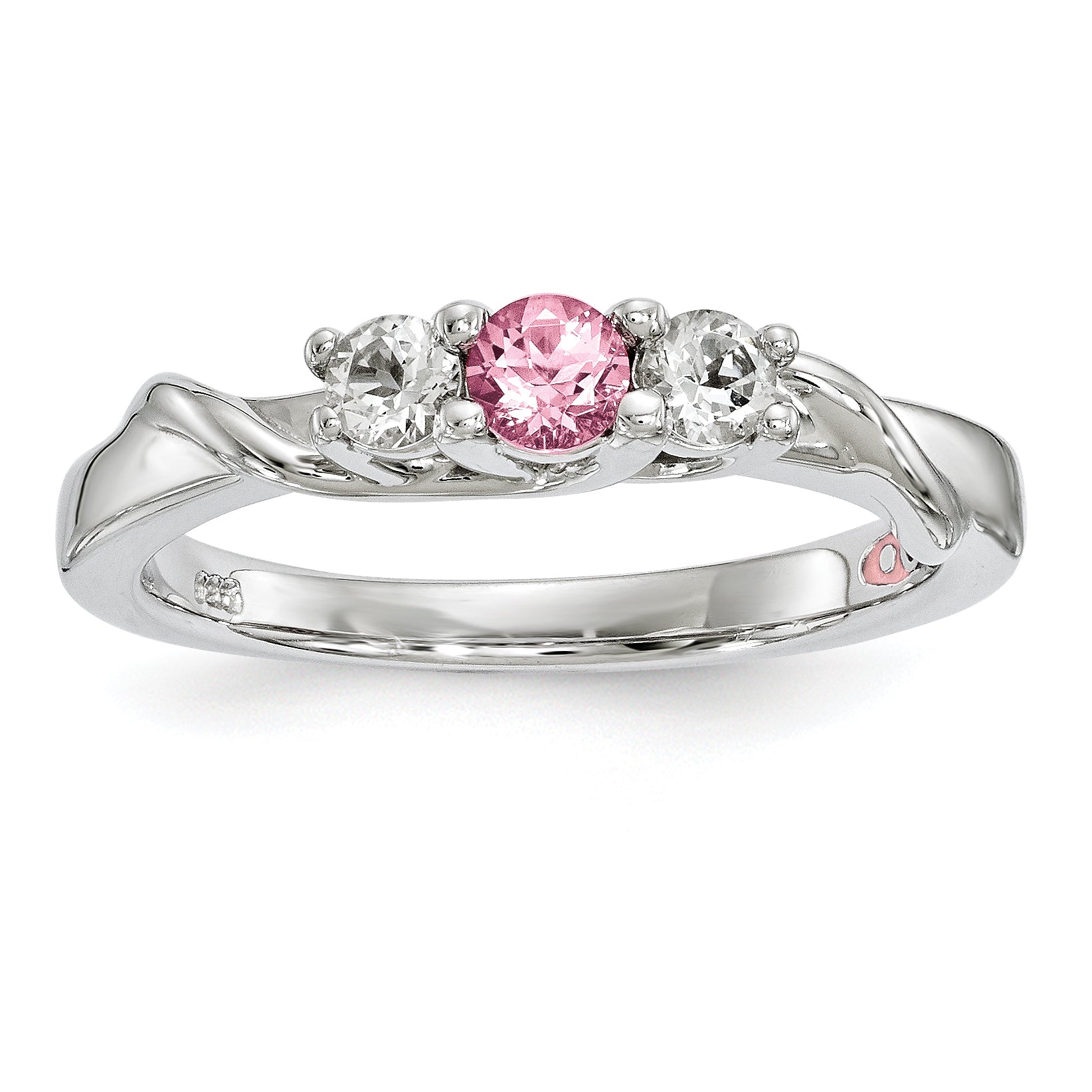10K White Gold Survivor Collection Clear/Pink Crystal Topaz Joanna Ring Main image
