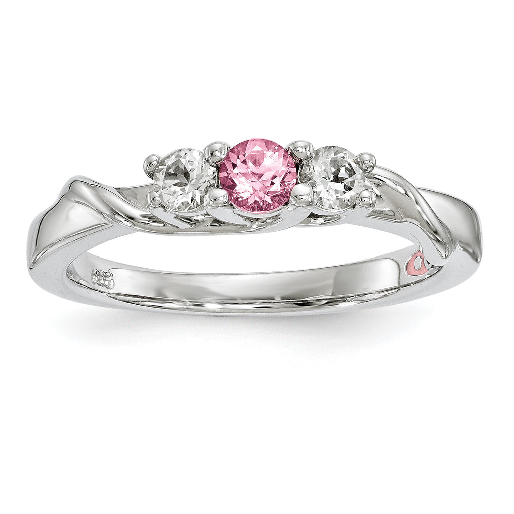 10K White Gold Survivor Collection Clear/Pink Crystal Topaz Joanna Ring
