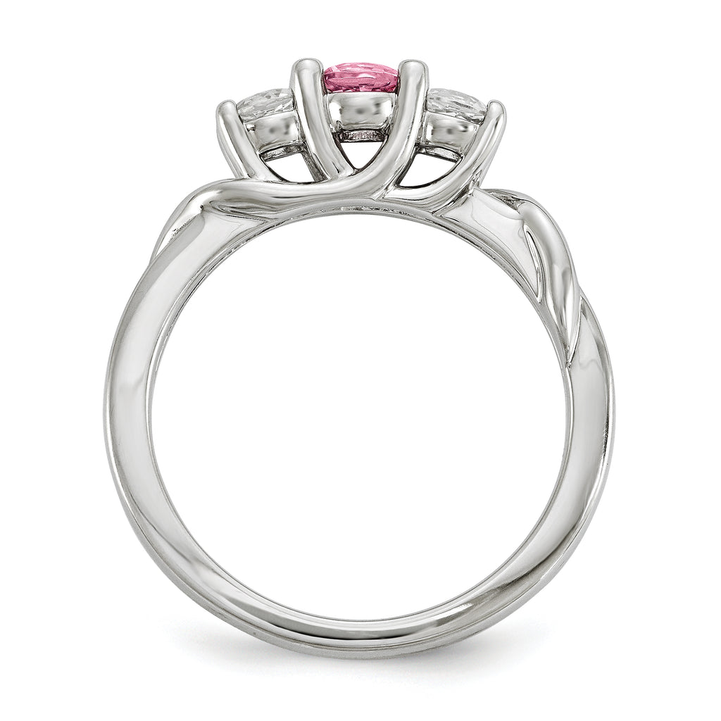 10K White Gold Survivor Collection Clear/Pink Crystal Topaz Joanna Ring