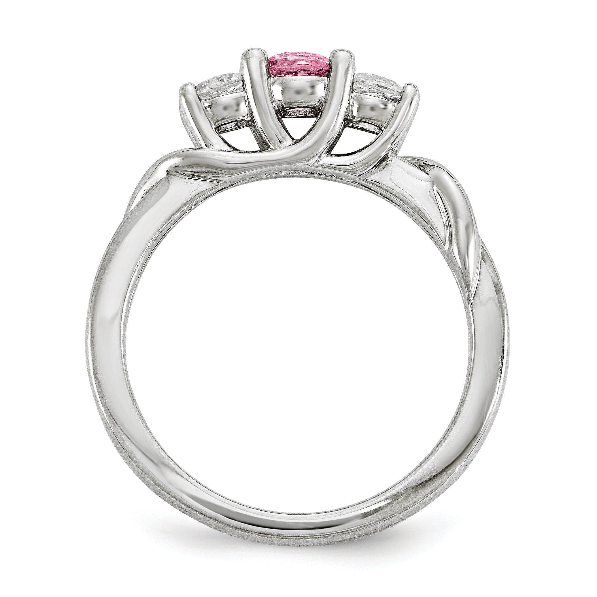 10K White Gold Survivor Collection Clear/Pink Crystal Topaz Joanna Ring