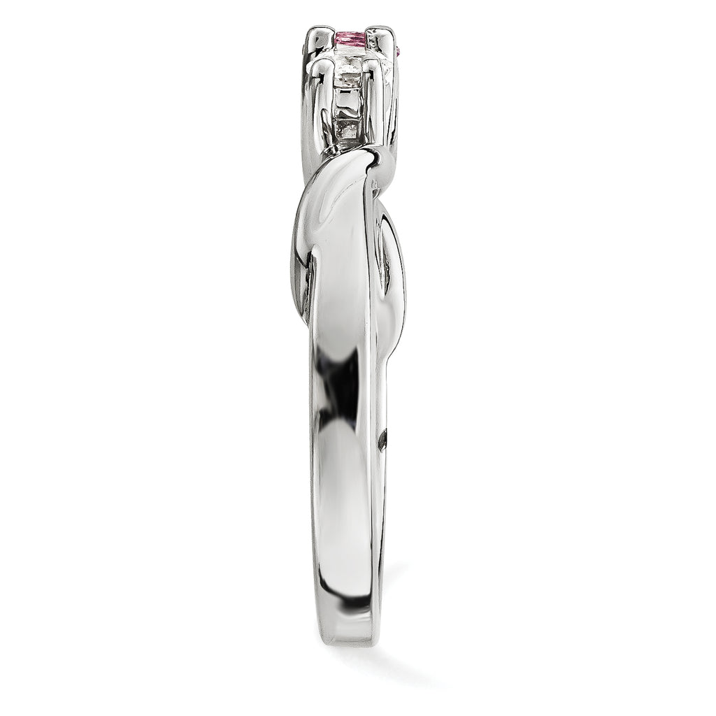 10K White Gold Survivor Collection Clear/Pink Crystal Topaz Joanna Ring