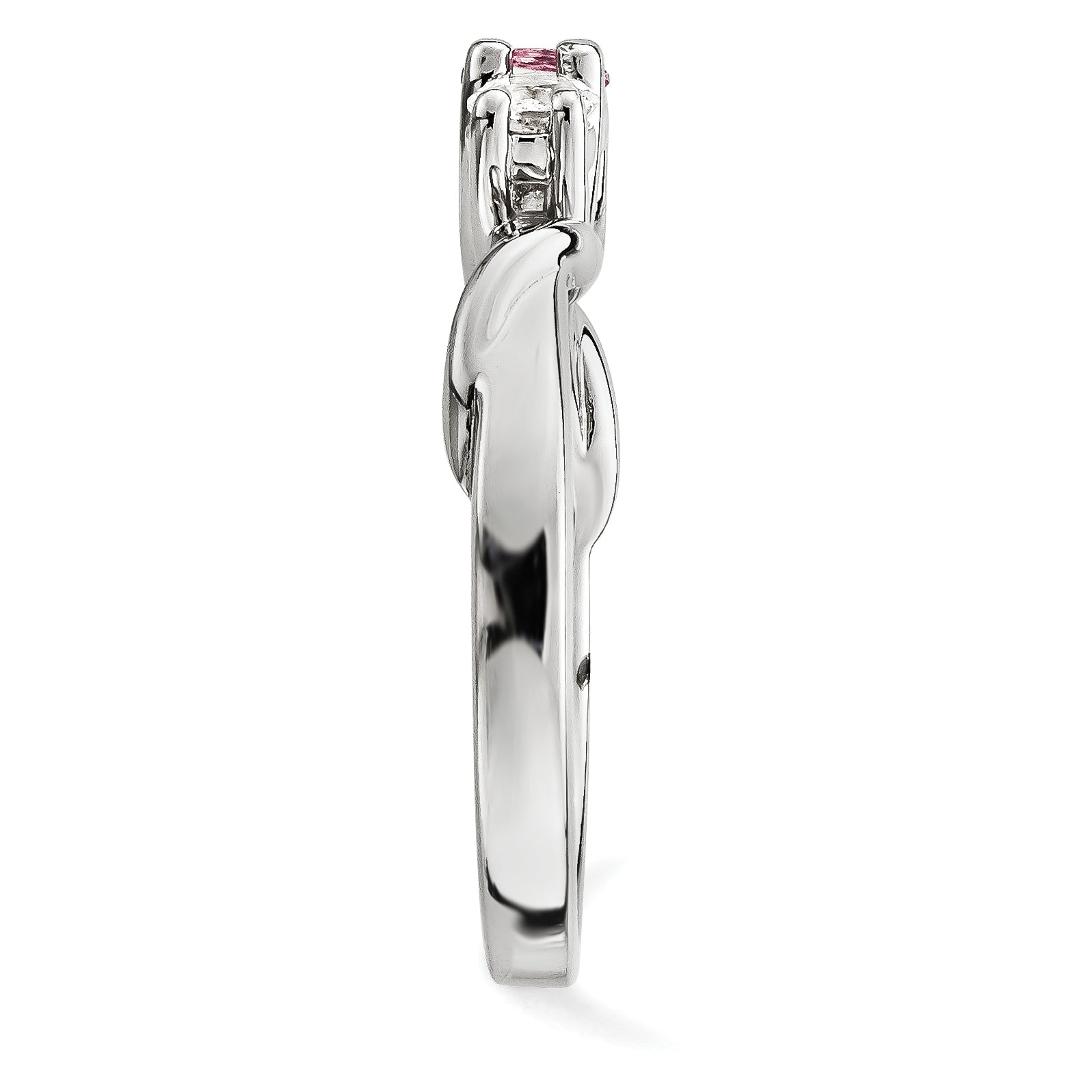 10K White Gold Survivor Collection Clear/Pink Crystal Topaz Joanna Ring