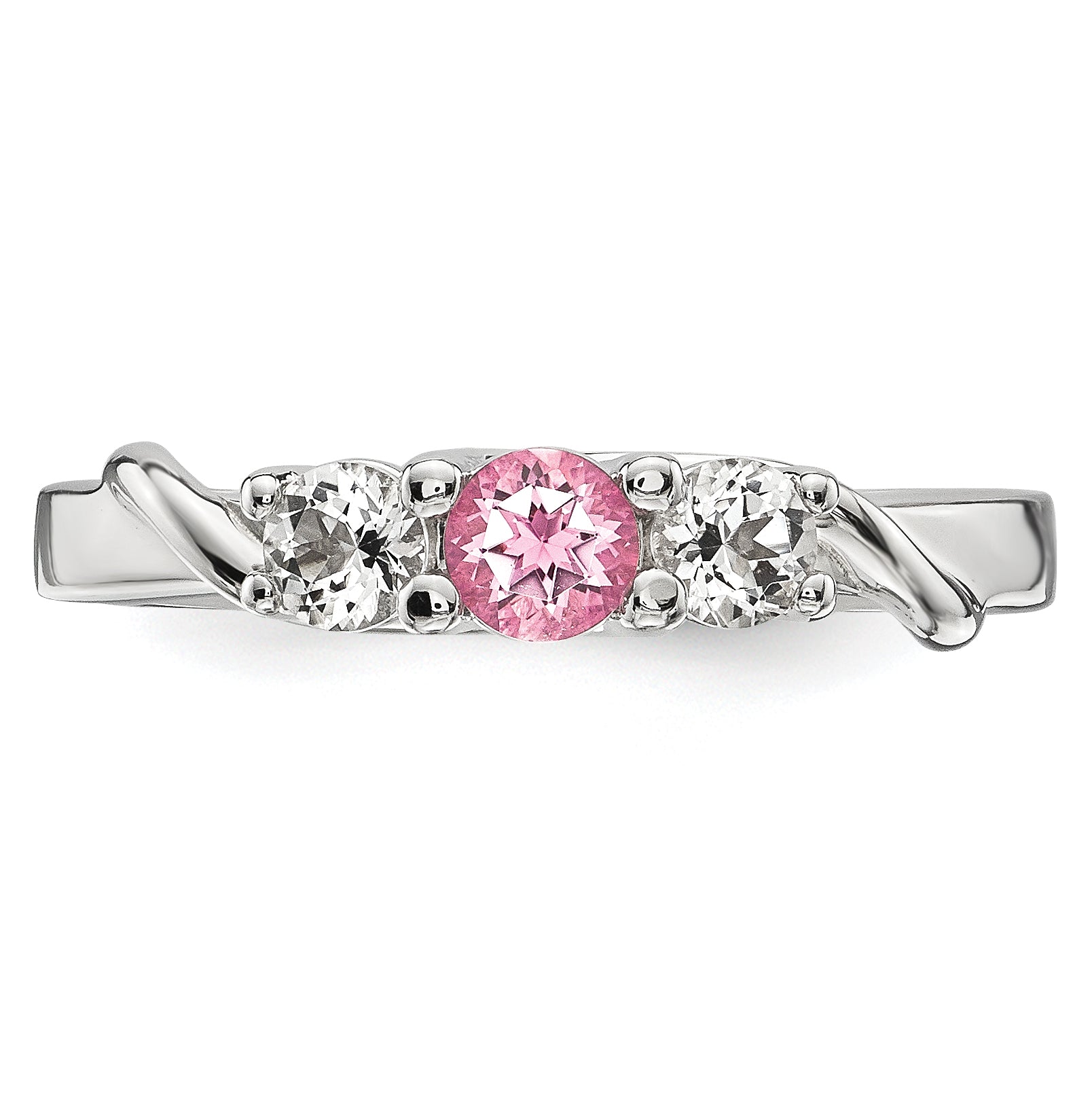 10K White Gold Survivor Collection Clear/Pink Swarovski Topaz Joanna Ring