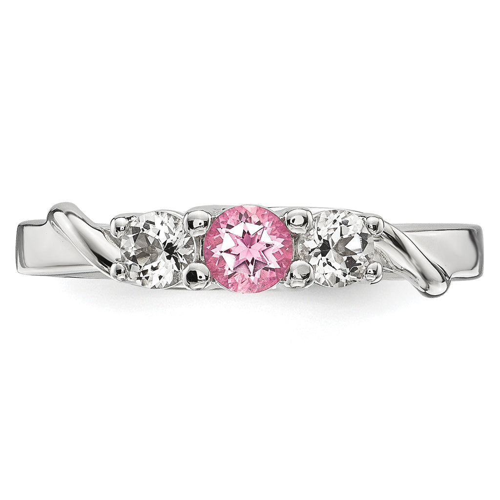 10K White Gold Survivor Collection Clear/Pink Swarovski Topaz Joanna Ring