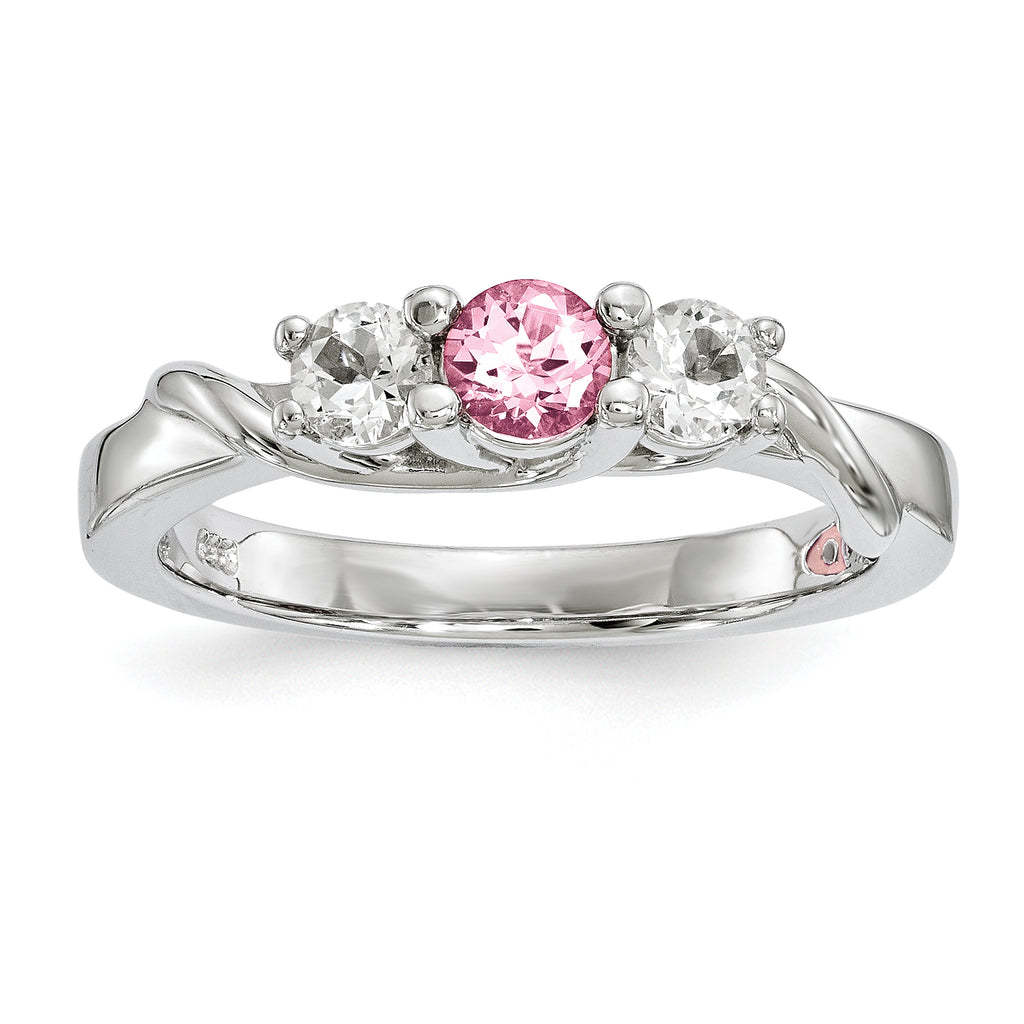 10K White Gold Survivor Collection Clear/Pink Crystal Topaz Joanna Ring