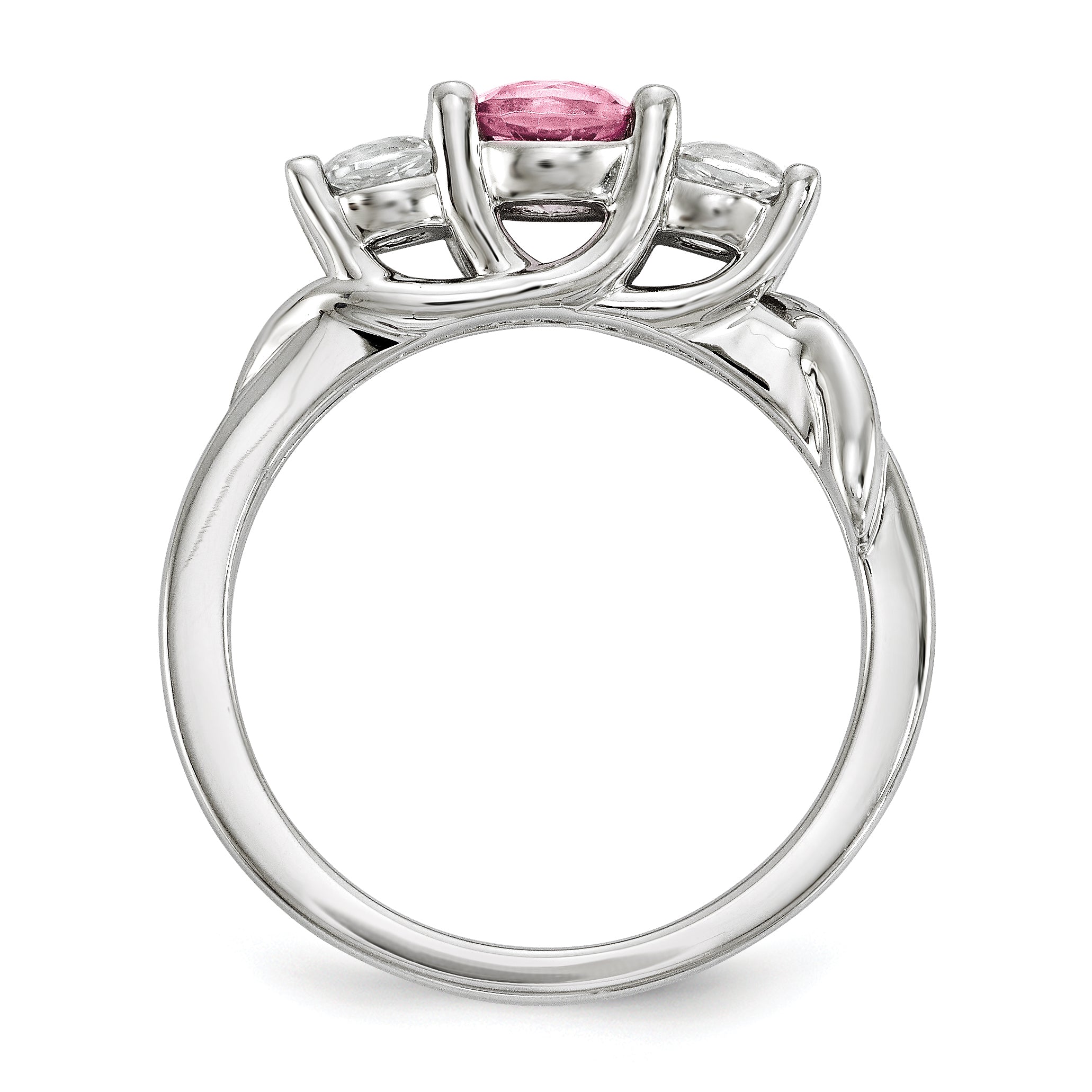 10K White Gold Survivor Collection Clear/Pink Swarovski Topaz Joanna Ring