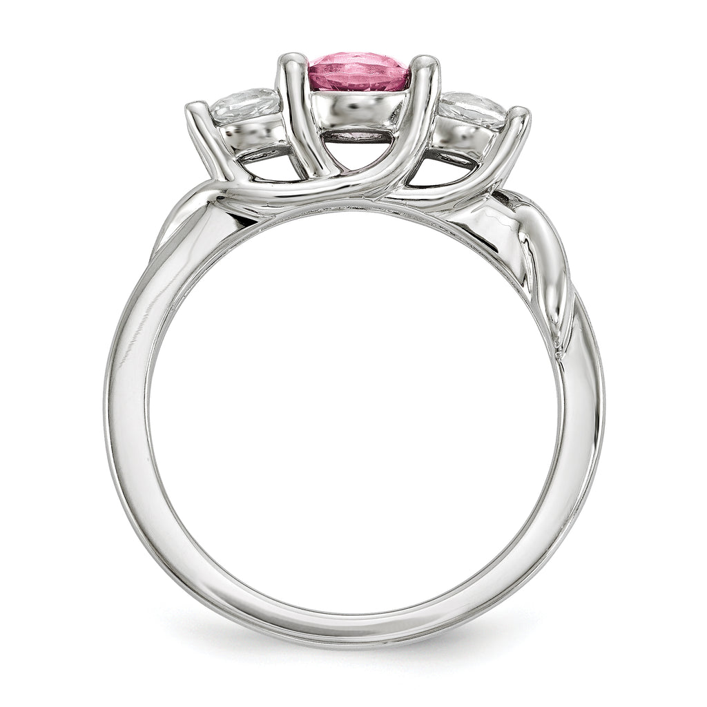 10K White Gold Survivor Collection Clear/Pink Crystal Topaz Joanna Ring