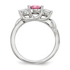 10K White Gold Survivor Collection Clear/Pink Crystal Topaz Joanna Ring