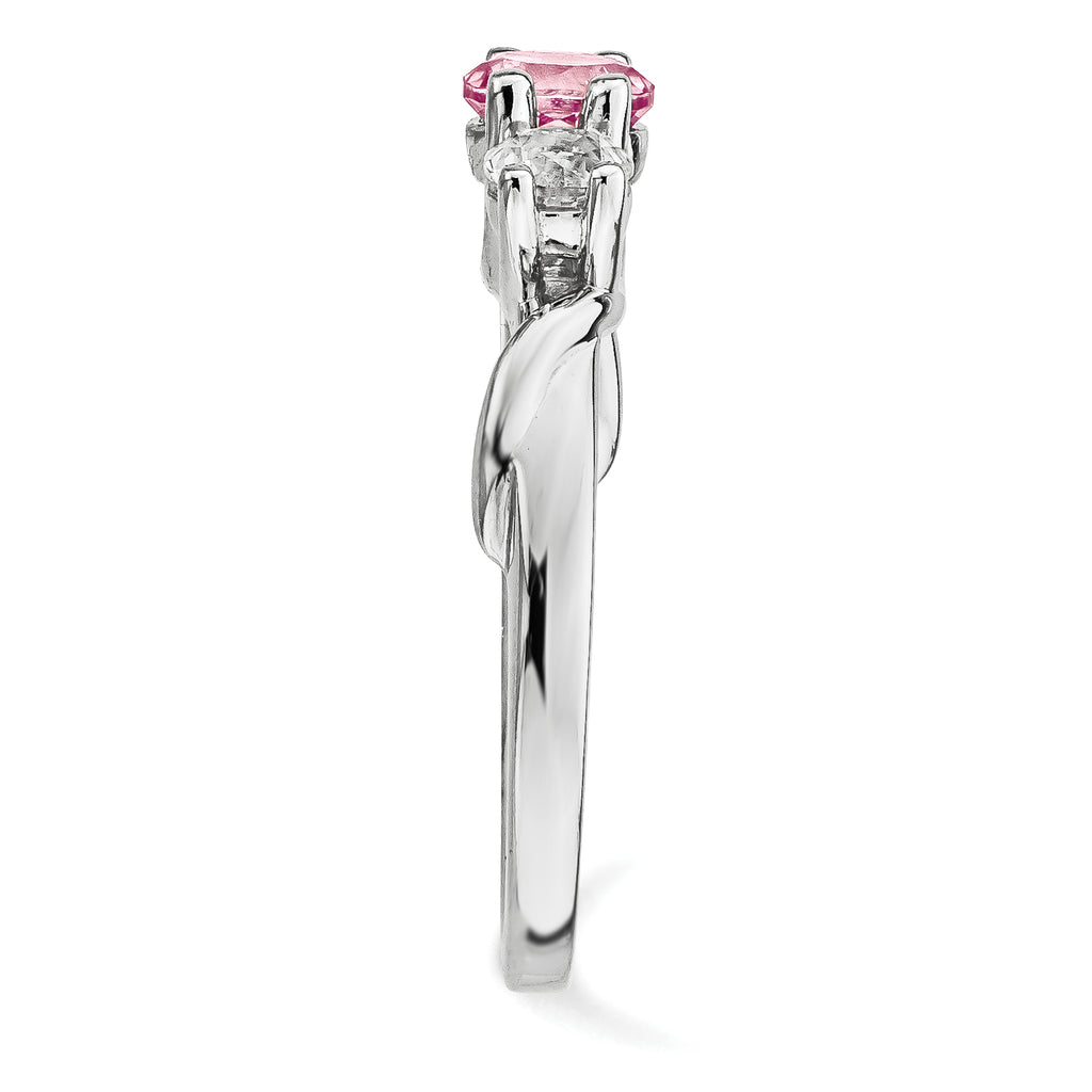 10K White Gold Survivor Collection Clear/Pink Crystal Topaz Joanna Ring