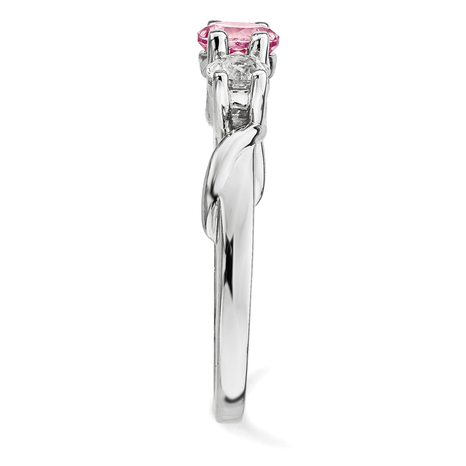 10K White Gold Survivor Collection Clear/Pink Crystal Topaz Joanna Ring