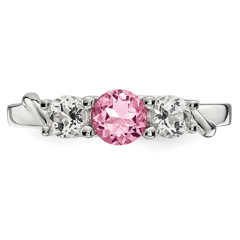 10K White Gold Survivor Collection Clear/Pink Swarovski Topaz Joanna Ring