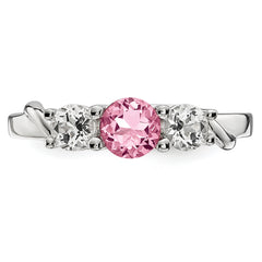 10K White Gold Survivor Collection Clear/Pink Swarovski Topaz Joanna Ring
