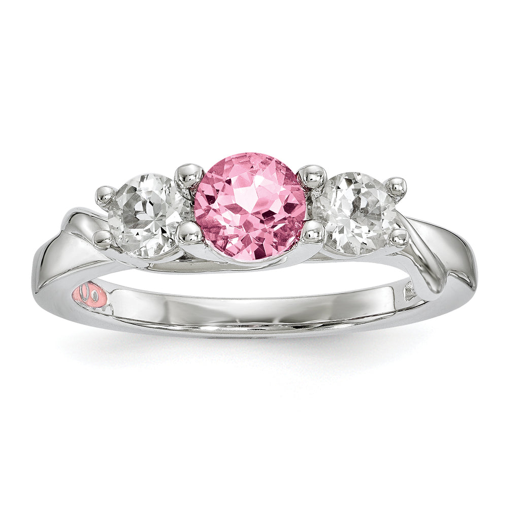 10K White Gold Survivor Collection Clear/Pink Crystal Topaz Joanna Ring
