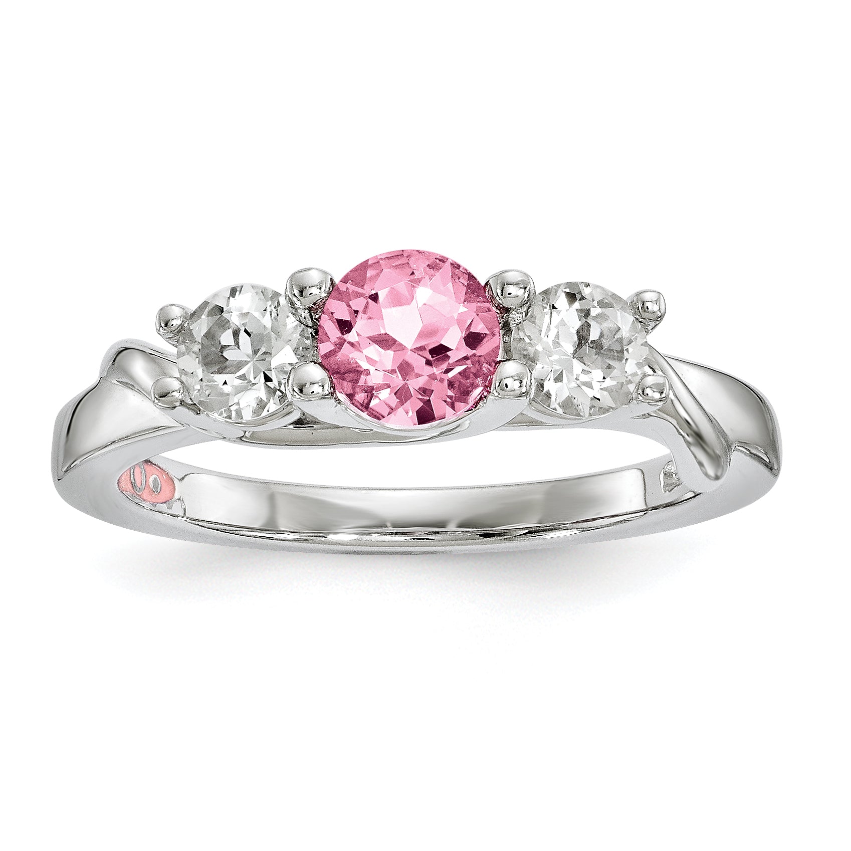 10K White Gold Survivor Collection Clear/Pink Crystal Topaz Joanna Ring