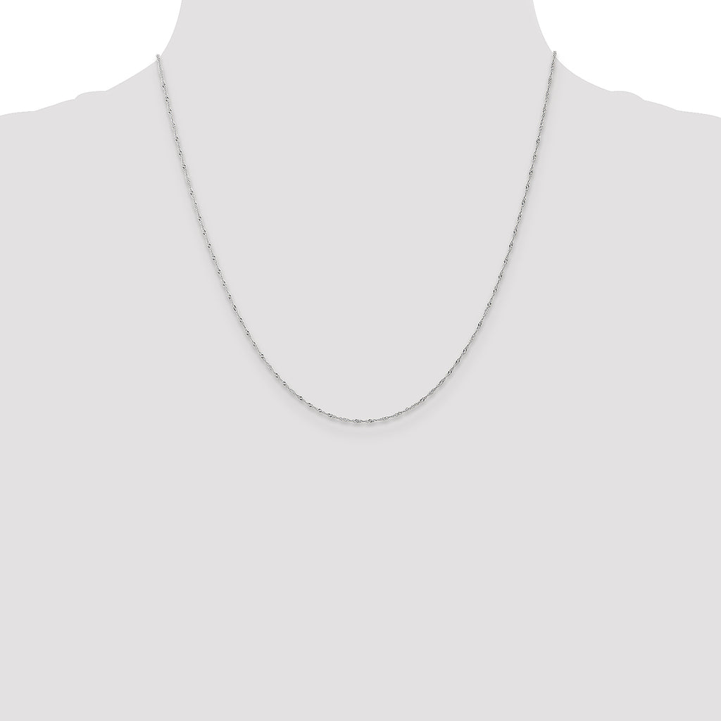 Sophia Jewelers 14K White Gold Polished Singapore Chain Necklace 16 Inch