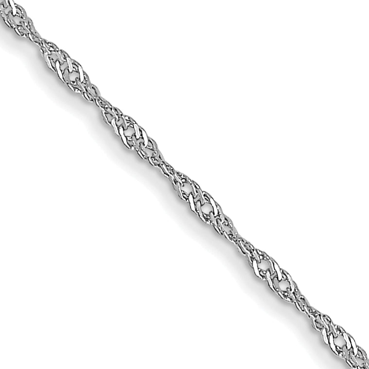 14K White Gold 24 inch Carded 1mm Singapore with Spring Ring Clasp Chain Main image