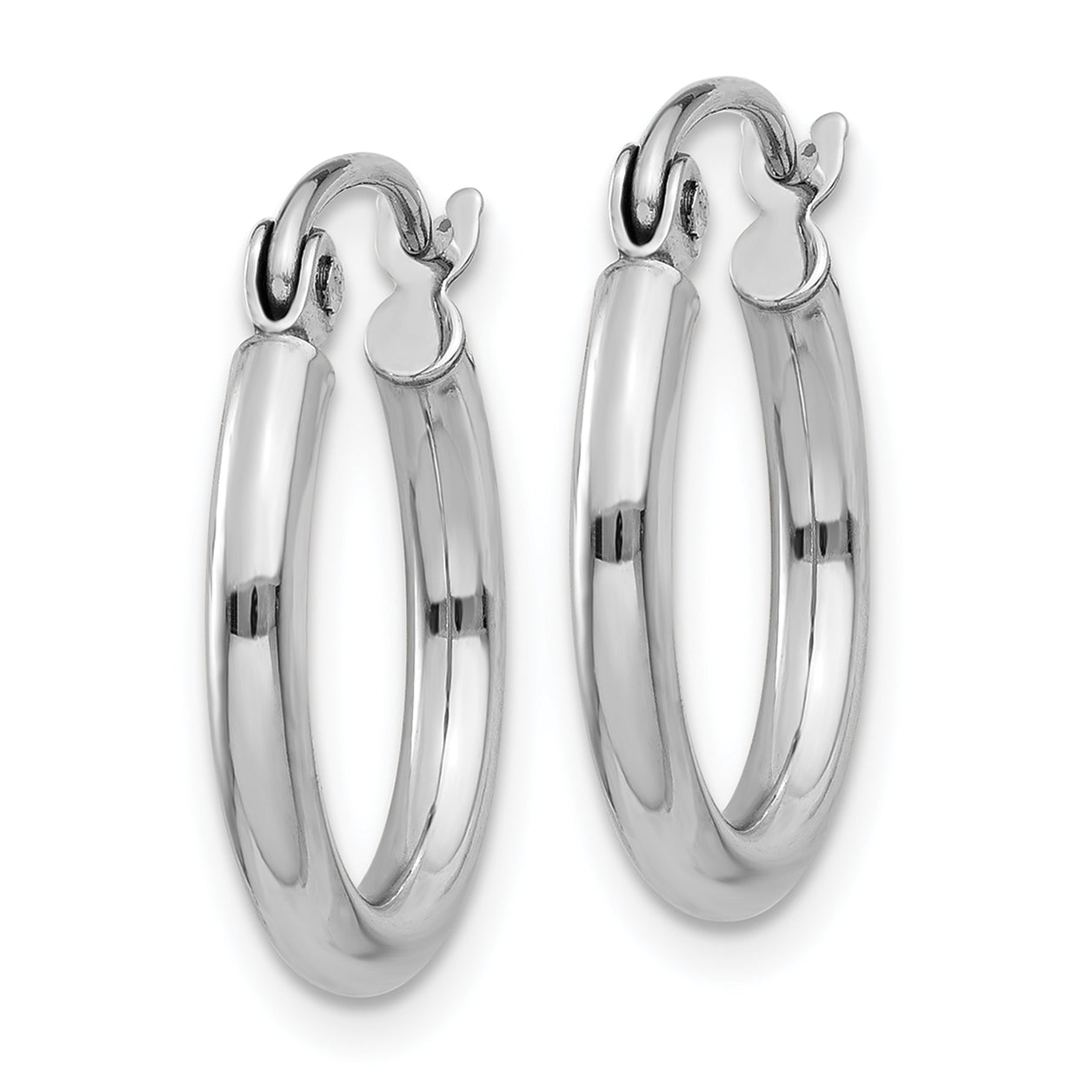 10K White Gold Polished 2mm Tube Hoop Earrings