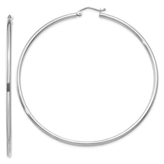 10K White Gold Polished 2mm Tube Hoop Earrings