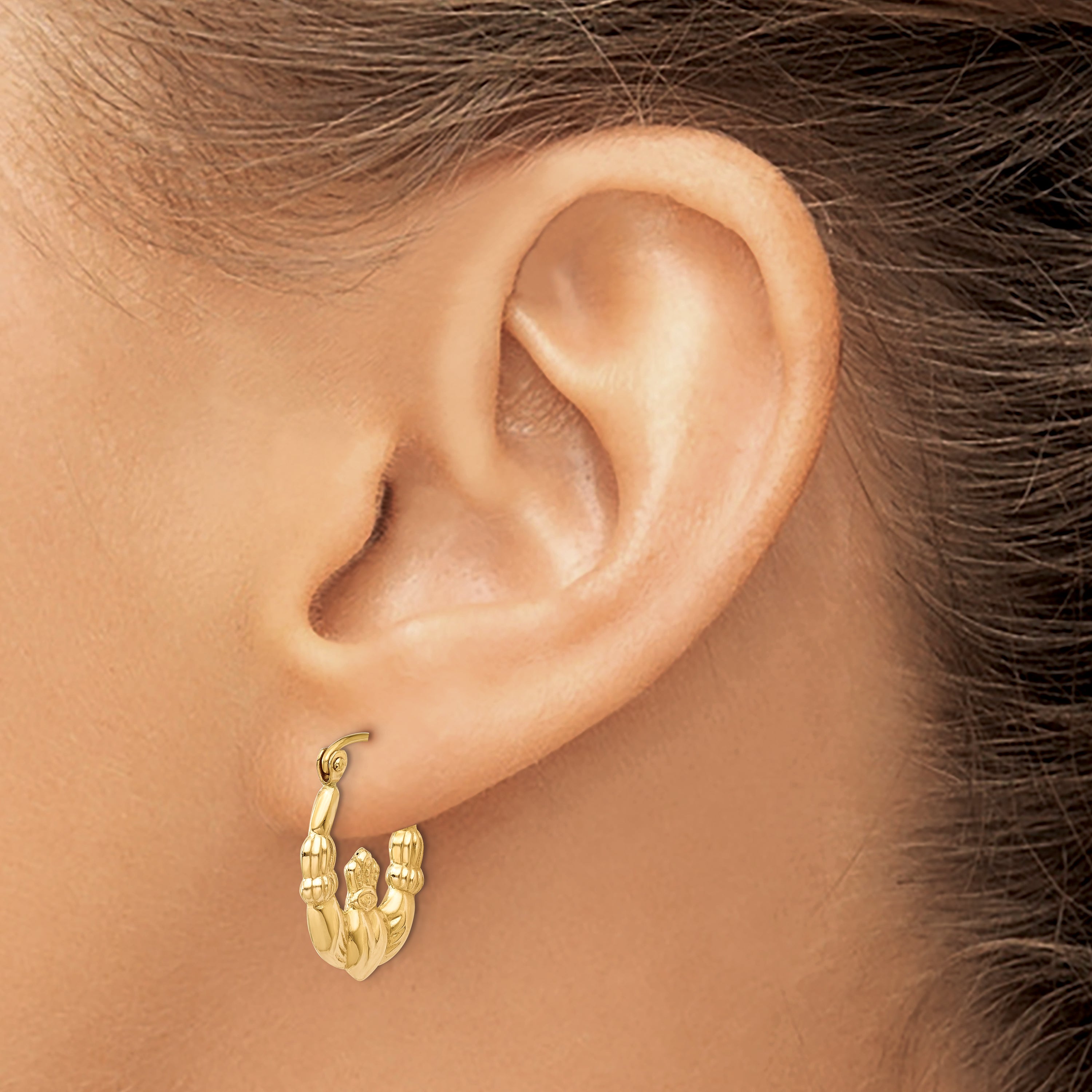 10k Polished Claddagh Hoop Earrings