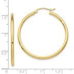 10K Gold Polished Hoop Earrings 2mm Elegantly Crafted for Women