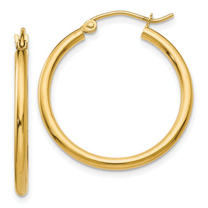 Tube Hoop Earrings in 10K Yellow Gold, 2x25mm - Sophia Jewelers