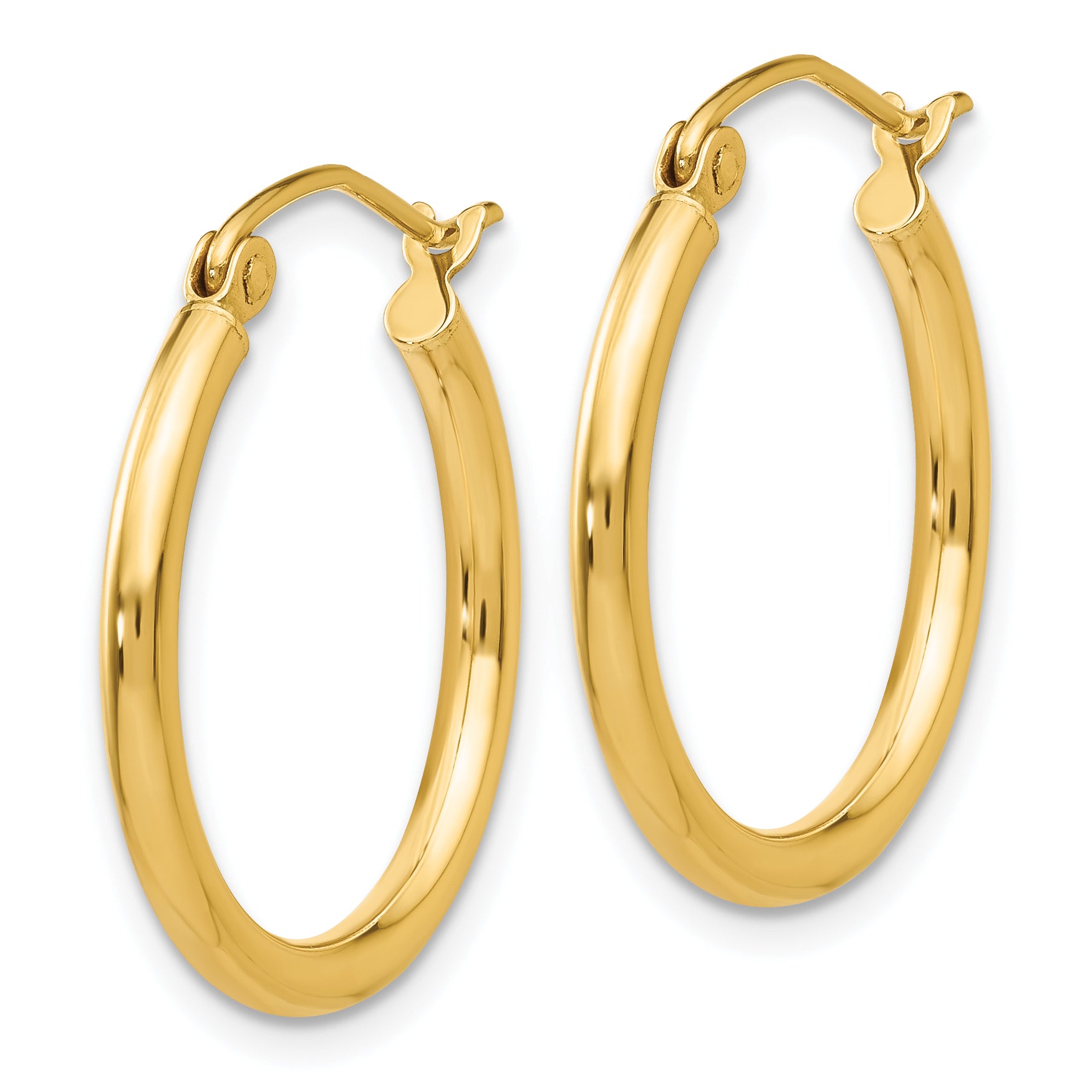 10K Polished 2mm Tube Hoop Earrings