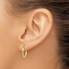 10K Polished 2mm Tube Hoop Earrings