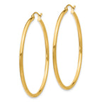 10K Gold Polished Hoop Earrings with Wire Closure  Elegant 42mm Design