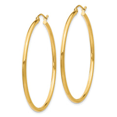 10K Gold Polished Hoop Earrings with Wire Closure  Elegant 42mm Design